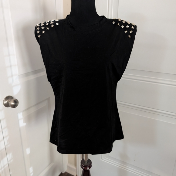 Black Star-Studded Women's Top - Picture 1 of 4